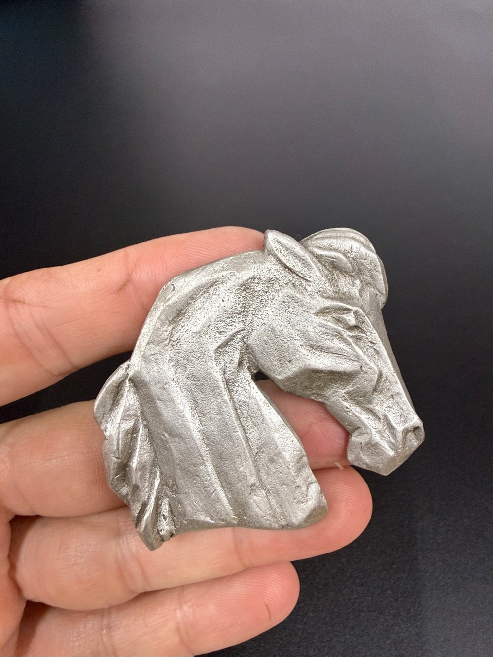 Vintage JJ Jonette Pewter Horse Head Brooch